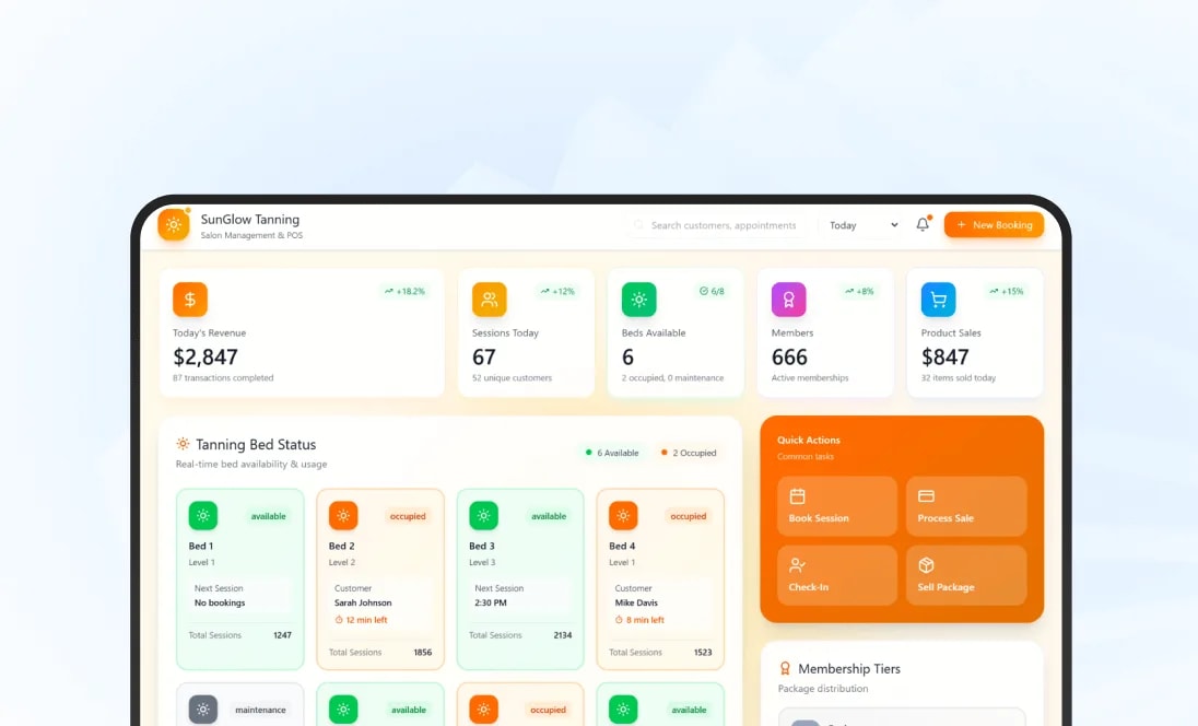 SaaS Tanning Salon Management Platform for Multi-Location Operations