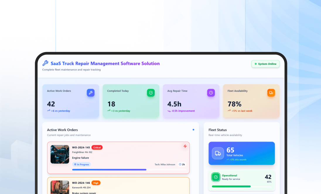 SaaS Truck Repair Management Software Solution